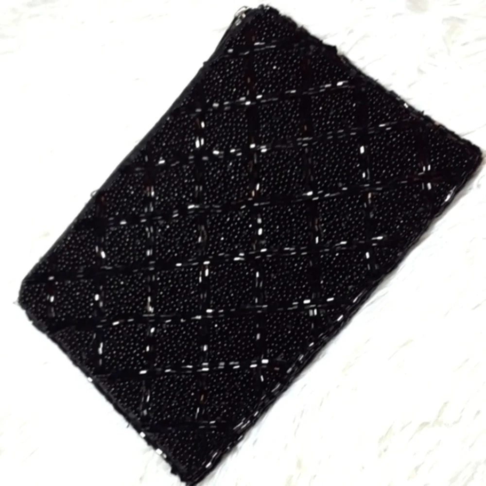 Vintage Lancome Cross Beaded Cosmetic Clutch Bag